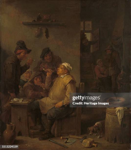 Mason Smoking with Companions in a Tavern, circa 1675. Creator: David Teniers II.