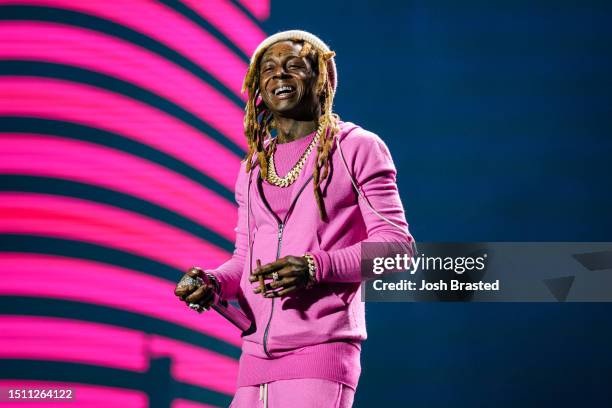 Lil Wayne performs during day 3 of the 2023 ESSENCE Festival Of Culture™ at Caesars Superdome on July 02, 2023 in New Orleans, Louisiana.