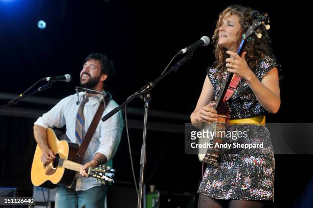 Kai Welch and Abigail Washburn perform on stage during End Of The Road Festival 2012 at Larmer Tree Gardens on September 1, 2012 in Salisbury, United...