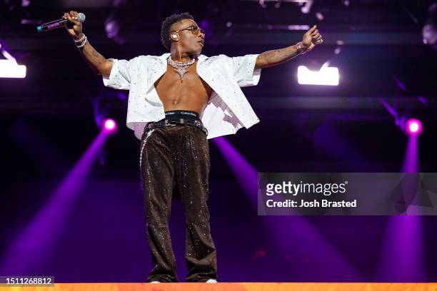 Wizkid performs during day 3 of the 2023 ESSENCE Festival Of Culture™ at Caesars Superdome on July 02, 2023 in New Orleans, Louisiana.