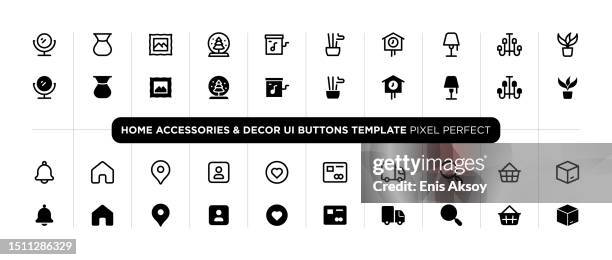 home accessories and decor user interface buttons template - user interface icon stock illustrations