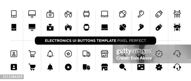 electronics user interface buttons template - gaming setup stock illustrations