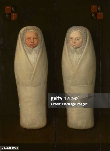 Portrait of Swaddled Twins: The Early-Deceased Children of Jacob de Graeff and Aeltge Boelens, circa 1617. Creator: Unknown.