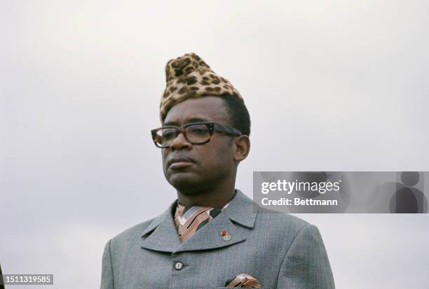 President Mobutu Sese Seko of Zaire pictured during a visit by French President Valery Giscard d'Estaing in Inga, Zaire, August 9th 1975.