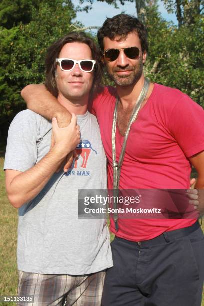 Rufus Wainwright and husband Jorn Weisbrodt attend "Azuero On The Harbor" on September 1, 2012 in East Hampton, United States.
