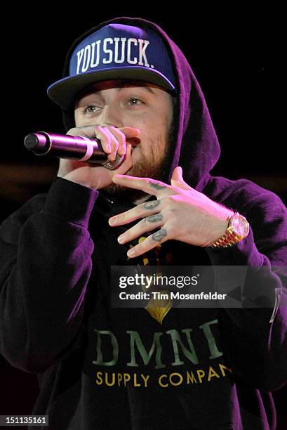 Mac Miller performs as part of the Under the Influence of Music Tour at Red Rocks Amphitheatre on September 1, 2012 in Morrison, Colorado.