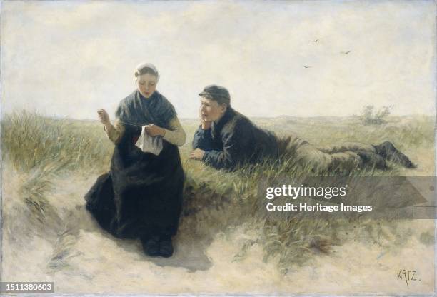 Boy and Girl in the Dunes, 1870-1890. Creator: David Adolf Constant Artz.