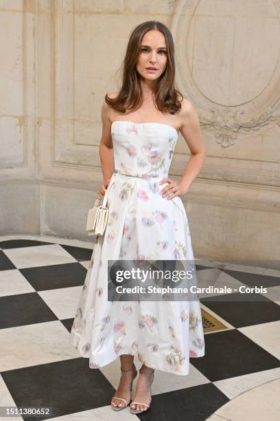 Natalie Portman attends the Christian Dior Haute Couture Fall/Winter 2023/2024 show as part of Paris Fashion Week on July 03, 2023 in Paris, France.