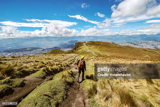 quito views from cruz loma - quito stock pictures, royalty-free photos & images