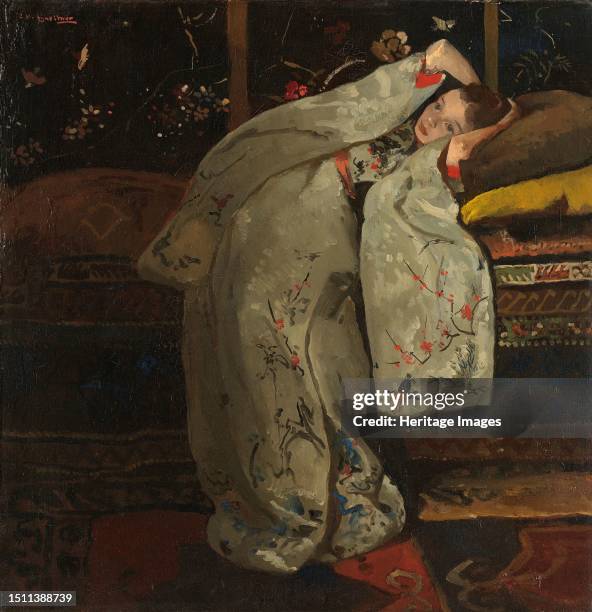 Girl in a White Kimono, 1894. Other Title: Girl in Kimono . Inspired by Japanese prints, Breitner painted at least twelve versions of this girl in a...