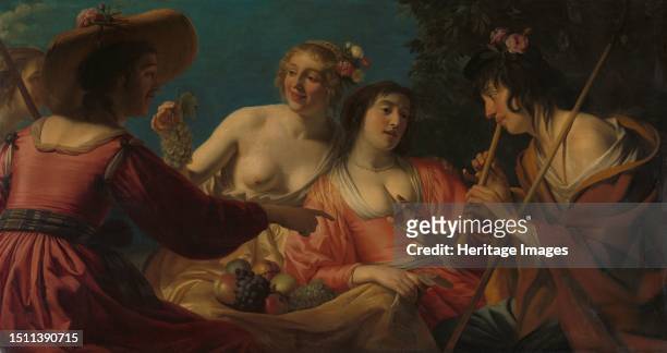 Shepherd Playing the Flute, and Four Shepherdesses, 1632. Other Title: Shepherd Playing the Flute, and four Nymphs . Creator: Gerrit van Honthorst.