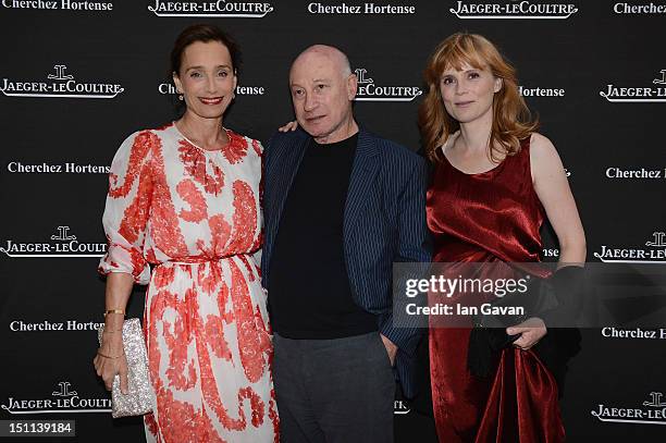 Actress Kristin Scott Thomas, director Pascal Bonitzer and actress Isabelle Carre attend Jaeger-LeCoultre hosts "Cherchez Hortense" dinner at Harry's...