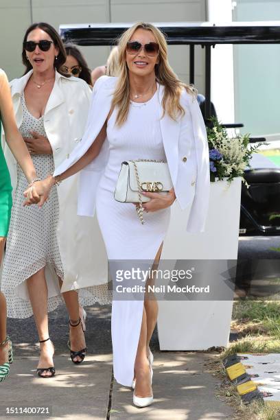 Amanda Holden attends day one of the Wimbledon Tennis Championships at All England Lawn Tennis and Croquet Club at All England Lawn Tennis and...