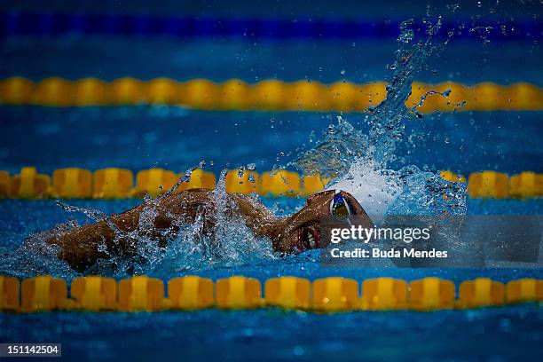 Daniel Dias of Brazil competes in the Men's 400m medley freestyle on day 4 of the London 2012 Paralympic Games at Aquatics Centre on September 02,...