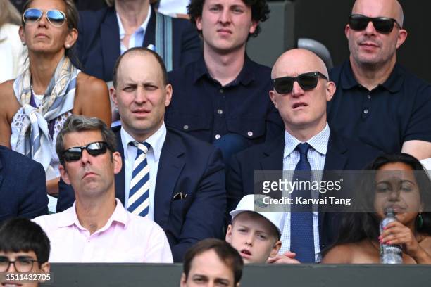 Lord Frederick Windsor watching Pedro Cachín V Novak Djokovic on day one of the Wimbledon Tennis Championships at the All England Lawn Tennis and...