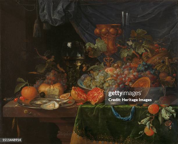 Still Life with Fruit and Oysters, 1660-1679. Creator: Abraham Mignon.