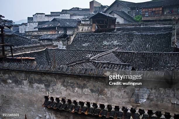 roofs of chinese ancient  city - hunan province stock pictures, royalty-free photos & images