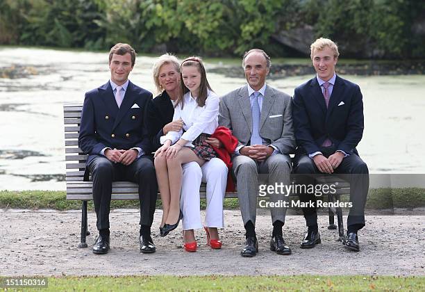 Prince Amedeo, Princess Astrid, Princess Maria Laetitia, Prince Lorentz and Prince Joachim of Belgium attend the Belgian Royal Family official...