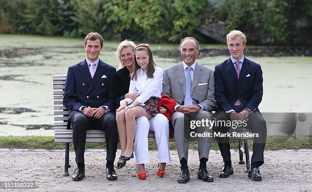 Prince Amedeo, Princess Astrid, Princess Maria Laetitia, Prince Lorentz and Prince Joachim of Belgium attend the Belgian Royal Family official...