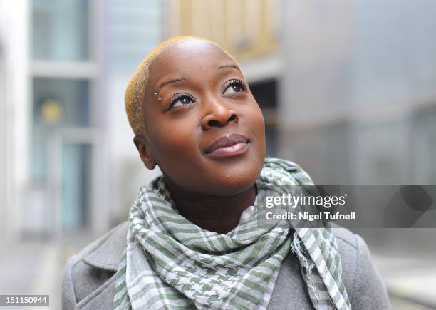 Woman with shaved head