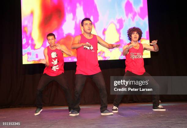 The Funkadation Crew dances to Mexican flavored hip-hop during the "Get Up And Dance" portion of People En Espanol's Festival 2012 held at Henry B....