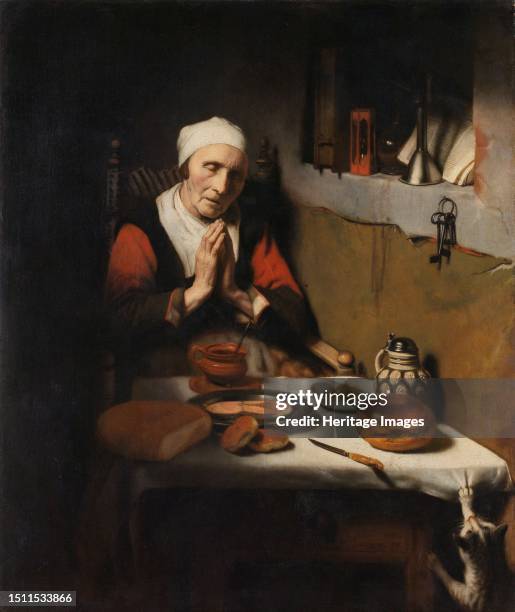 Old Woman Saying Grace, Known as ‘The Prayer without End’, circa 1656. Creator: Nicolaes Maes.