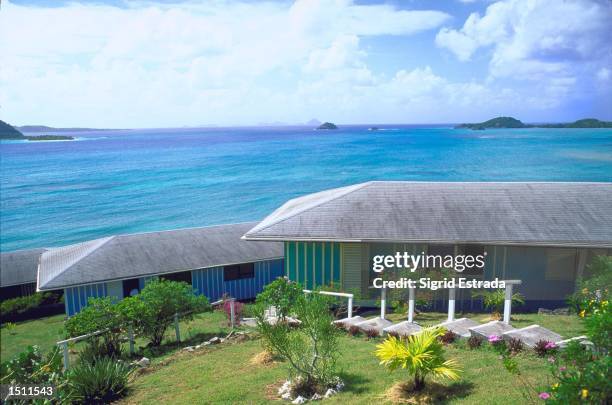 The Cassada Bay Resort's terrace on the island of Carriacou Januray 3, 2000 offers a stunning view of the Grenadines in the Caribbean. The hotel's...