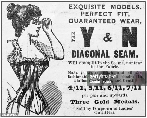 antique advertisement from british magazine: corset - vintage corset 幅插畫檔、美工圖案、卡通及圖標