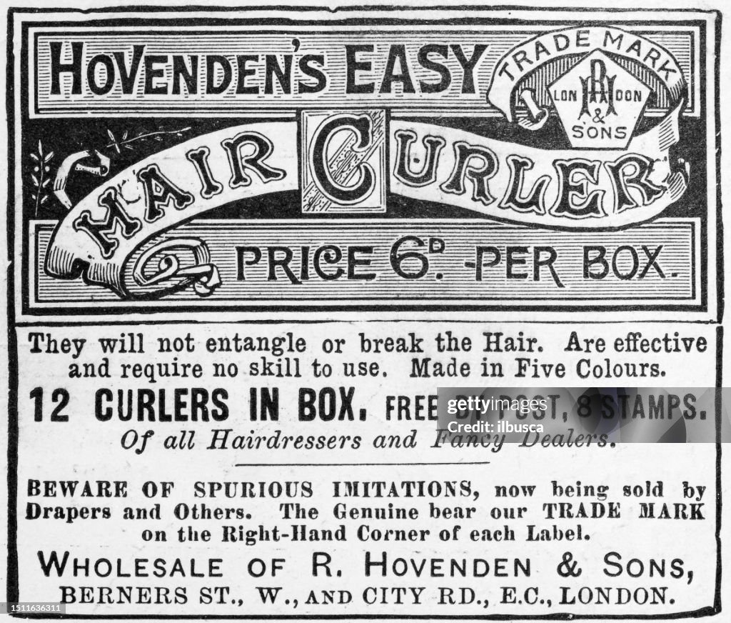 Antique advertisement from British magazine: Hair Curler