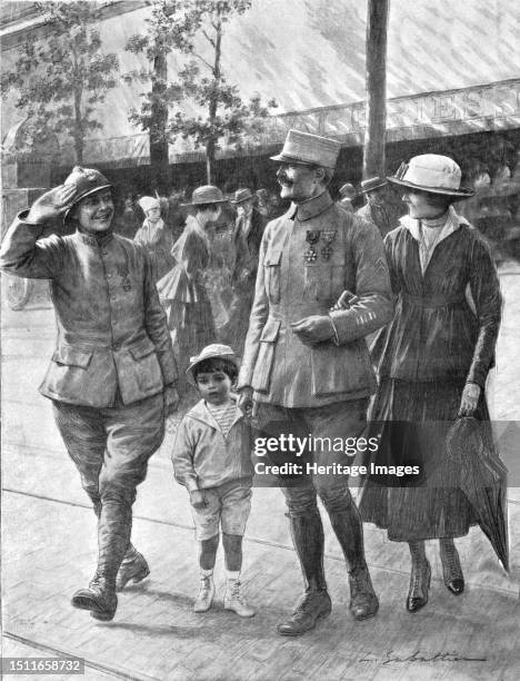 'Son Colonel !; En permission tous les deux, un lieutenant-colonel et un jeune soldat de son regiment se rencontrent a Paris, sur les grands...