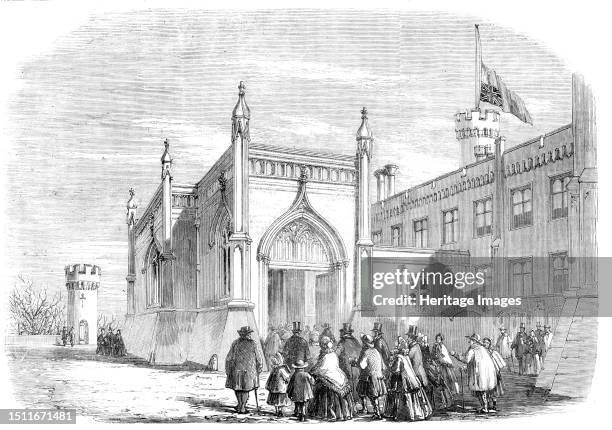 Funeral of the late Duke of Rutland: Tenantry going to the Lying-in-State, at Belvoir Castle, 1857. Farm workers paying their respects to John...