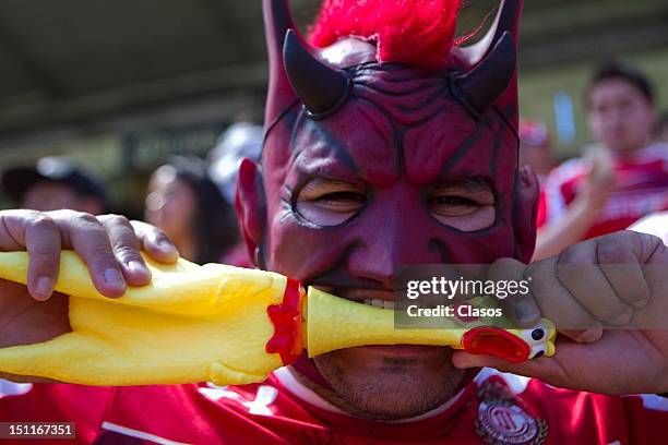 Fans of Toluca, during a match beteween Toluca and America as part of the Torneo Apertura 2012 Liga MX at Nemesio Diez Stadium on September 02, 2012...