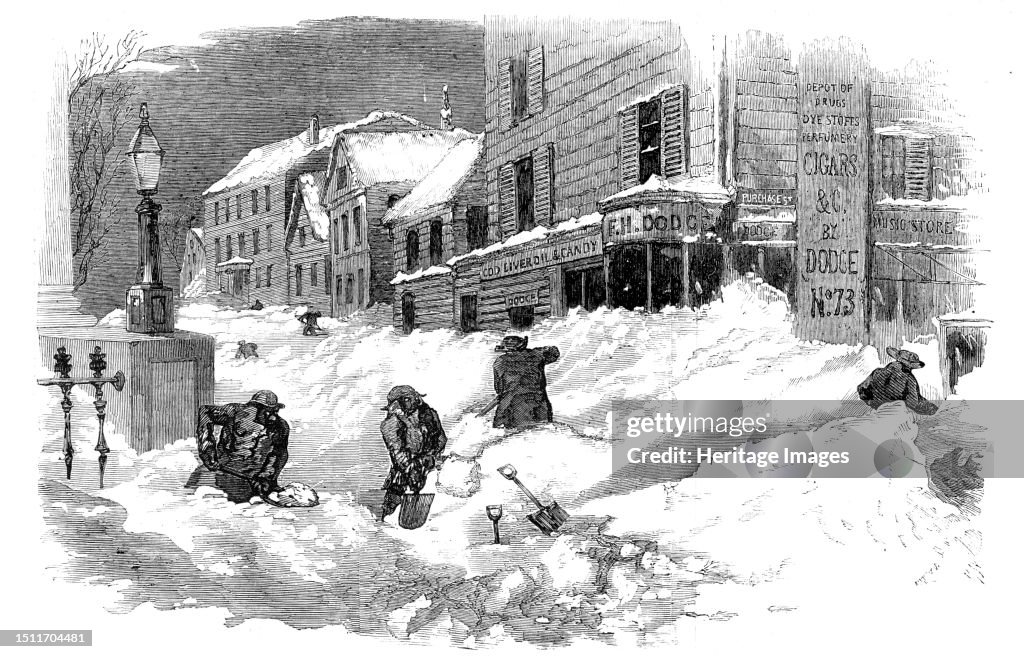 The Recent Deep Snow In Massachusetts: Street In New Bedford