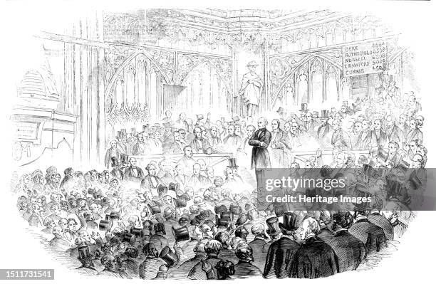 The City of London Election in Guildhall: Lord John Russell, M.P., returning thanks, 1857. 'Lord J. Russell, accompanied by various members of his...