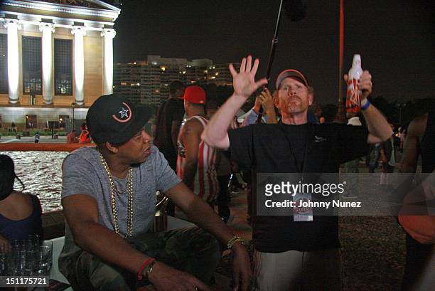 Jay-Z and Ron Howard attend the 2012 Budweiser Made In America Festival at Benjamin Franklin Parkway on September 2, 2012 in Philadelphia,...