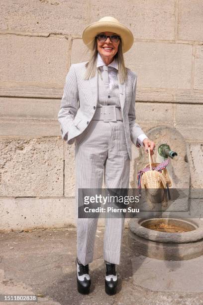 Diane Keaton attends the Thom Browne Haute Couture Fall/Winter 2023/2024 show as part of Paris Fashion Week at Palais Garnier on July 03, 2023 in...