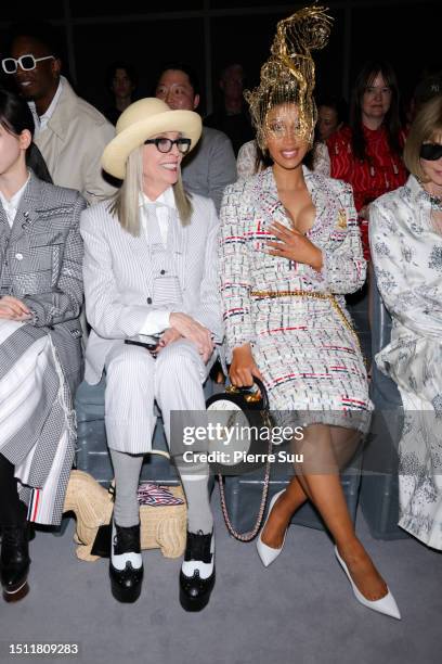 Diane Keaton and Cardi B attend the Thom Browne Haute Couture Fall/Winter 2023/2024 show as part of Paris Fashion Week on July 03, 2023 in Paris,...