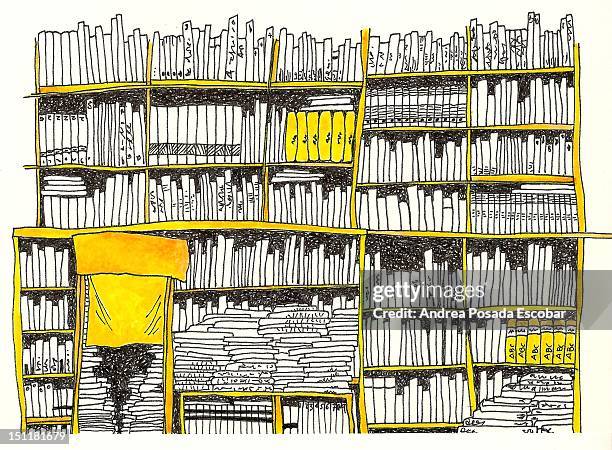 stockillustraties, clipart, cartoons en iconen met library - boekenplank