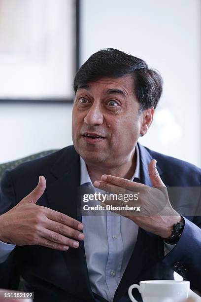 Rakesh Kapoor, chief executive officer of Reckitt Benckiser Group Plc, gestures during an interview in London, U.K., on Monday, Sept. 3, 2012. Futura...