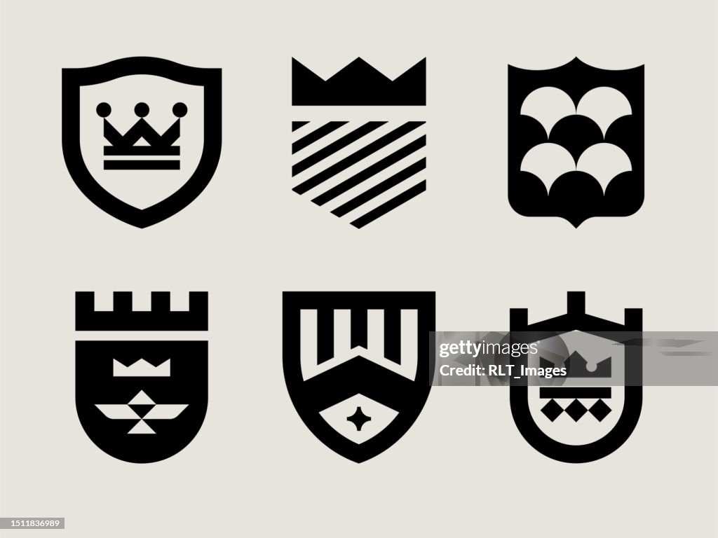 Moderne Wappen-Ikonen aus der Mitte des Jahrhunderts