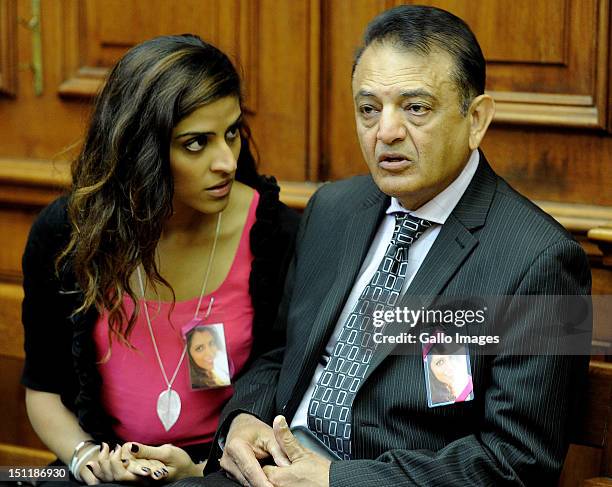 Vinod Hindocha, father of murdered Anni Dwani and Anni's cousin Nishma Hindocha appear at the Cape Town High Court, on September 3, 2012 in Cape...