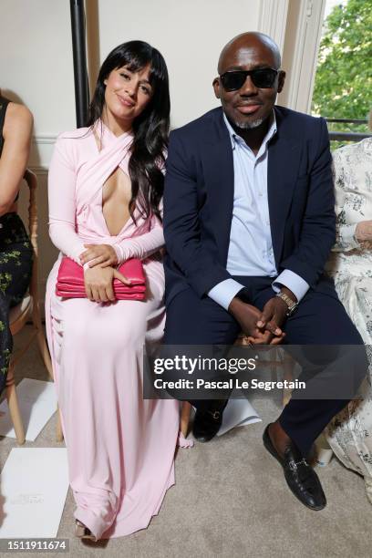 Camila Cabello and Edward Enninful attend the Giambattista Valli Haute Couture Fall/Winter 2023/2024 show as part of Paris Fashion Week on July 03,...