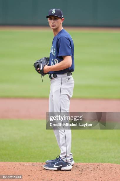 George Kirby of the Seattle Mariners pitches during a baseball game against the Baltimore Orioles at Oriole Park at Camden Yards on June 25, 2023 in...