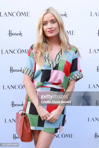 Laura Whitmore attends the VIP launch party for Lancôme's new flagship boutique in iconic retailer Harrods, on the Studio Frantzen rooftop on July 3,...