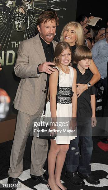Chuck Norris and family arrive at "The Expendables 2" Los Angeles premiere at Grauman's Chinese Theatre on August 15, 2012 in Hollywood, California.