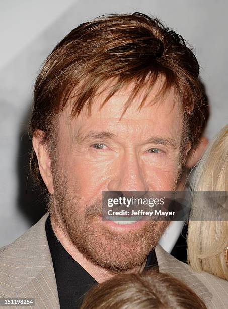 Chuck Norris arrives at "The Expendables 2" Los Angeles premiere at Grauman's Chinese Theatre on August 15, 2012 in Hollywood, California.