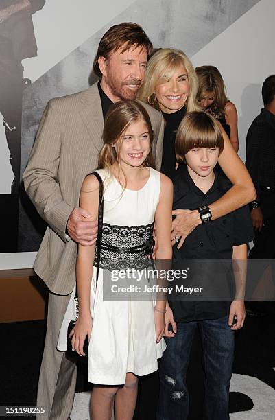 Chuck Norris and family arrive at "The Expendables 2" Los Angeles premiere at Grauman's Chinese Theatre on August 15, 2012 in Hollywood, California.