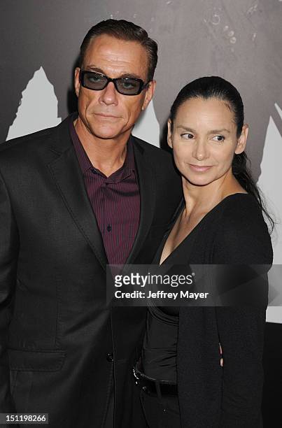 Jean-Claude Van Damme and Gladys Portugues arrive at "The Expendables 2" Los Angeles premiere at Grauman's Chinese Theatre on August 15, 2012 in...