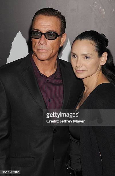 Jean-Claude Van Damme and Gladys Portugues arrive at "The Expendables 2" Los Angeles premiere at Grauman's Chinese Theatre on August 15, 2012 in...