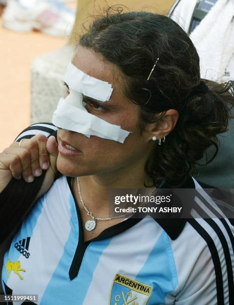 Mercedes Margalot suffered a broken nose during the match between China and Argentine at the Women's Hockey World Cup played in Perth , 30 November...
